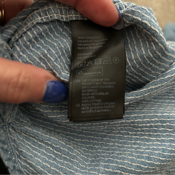 H&M Label of Graded Goods men’s patterned denim button front shirt M - Picture 8 of 8